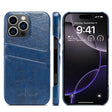 For iPhone 16 Pro Max Fierre Shann Retro Oil Wax Texture Card Slots PU Leather Phone Case(Blue) - free shipping - PMC Jewellery - Order now!