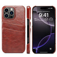 For iPhone 16 Pro Fierre Shann Retro Oil Wax Texture Card Slots PU Leather Phone Case(Brown) - free shipping - PMC Jewellery - Order now!