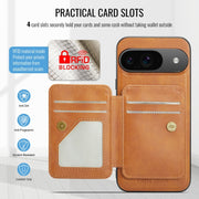 For Google Pixel 9 / 9 Pro Fierre Shann Cowhide Horizontal Flip Magnetic Card Holder Phone Case(Brown)