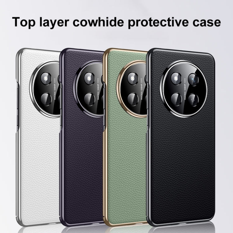 For Honor 300 Pro Genuine Leather PC Phone Case(Green)