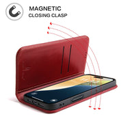 For iPhone 16 Fierre Shann Cowhide Leather Flip Leather Phone Case(Red)