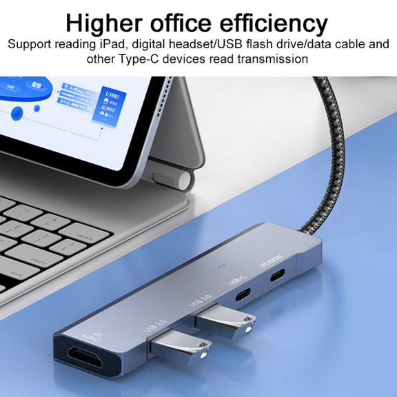 ADS-336 5 in 1 4K 60Hz HDMI, 2 x USB-C / Type-C, 2 x USB Multi-function HUB Expander(Dark Grey)