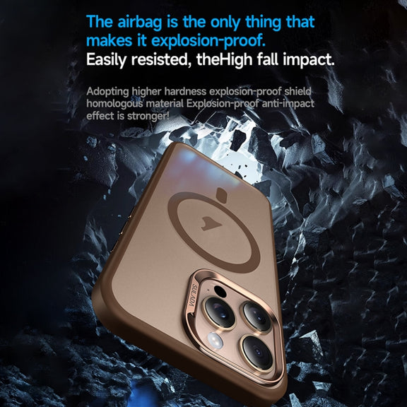 For iPhone 16 SULADA Light Sand MagSafe Magnetic PC Hybrid TPU Phone Case(Black)