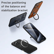 For iPhone 16 Pro Max SULADA Top Grain Leather MagSafe Magnetic Holder Phone Case(Black)