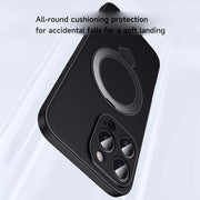 For iPhone 16 Pro SULADA Top Grain Leather MagSafe Magnetic Holder Phone Case(Black)