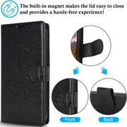 For Samsung Galaxy S25 5G Peony Flowers Imprint Leather Phone Case(Black)