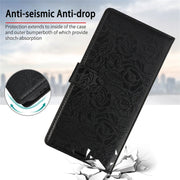 For Samsung Galaxy S25 5G Peony Flowers Imprint Leather Phone Case(Black)