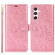 For Samsung Galaxy S25 5G Peony Flowers Imprint Leather Phone Case(Pink)