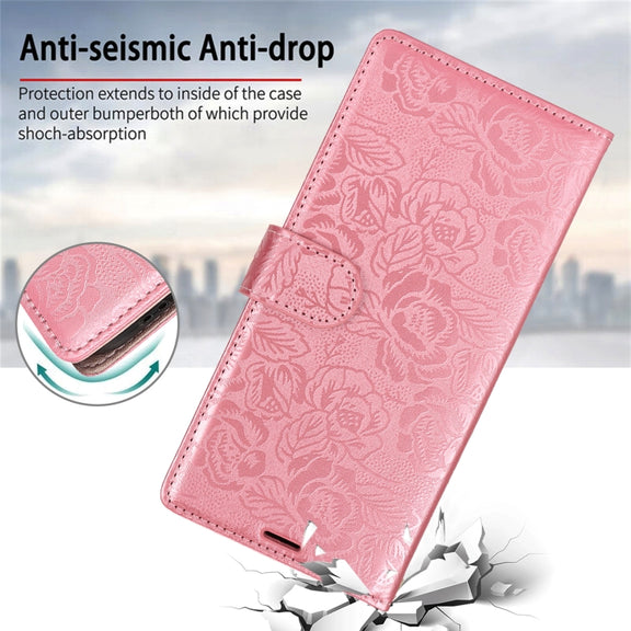 For Samsung Galaxy S25 5G Peony Flowers Imprint Leather Phone Case(Pink)