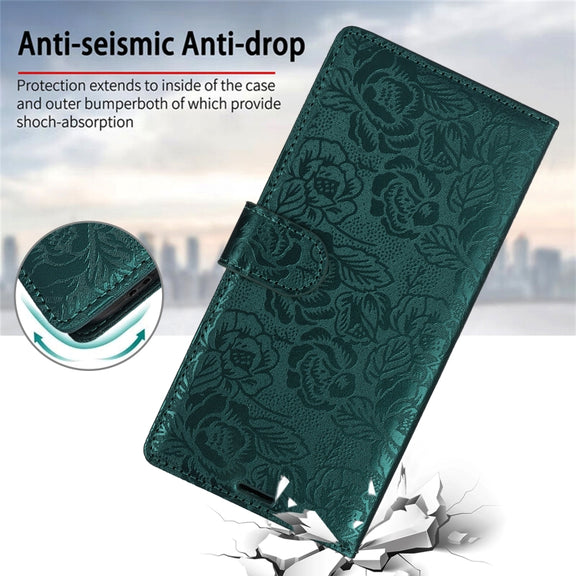 For Samsung Galaxy S25+ 5G Peony Flowers Imprint Leather Phone Case(Green)