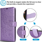 For Samsung Galaxy S25+ 5G Peony Flowers Imprint Leather Phone Case(Purple)