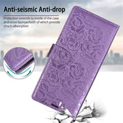 For Samsung Galaxy S25+ 5G Peony Flowers Imprint Leather Phone Case(Purple)