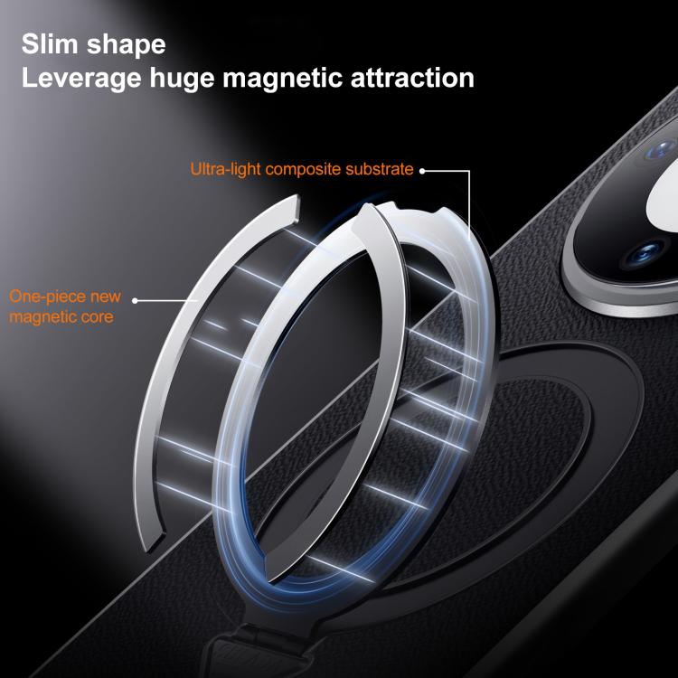 For Huawei Pura 70 SULADA Top Grain Leather MagSafe Magnetic Holder Phone Case(Black)