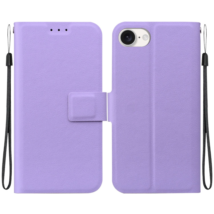 For iPhone 16e Ultra-thin Voltage Magnetic Buckle Leather Phone Case(Purple)