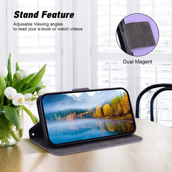 For iPhone 16e Ultra-thin Voltage Magnetic Buckle Leather Phone Case(Purple)