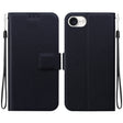 For iPhone 16e Ultra-thin Voltage Magnetic Buckle Leather Phone Case(Black) - iPhone 16e Cases by PMC TechLife | Online Shopping South Africa | PMC TechLife | Buy Now Pay Later Mobicred