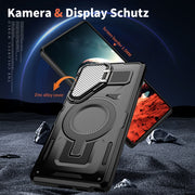 For Samsung Galaxy S25+ 5G Shield Frame Holder MagSafe Phone Case(Black)