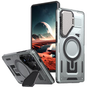For Samsung Galaxy S25 Ultra 5G Shield Frame Holder MagSafe Phone Case(Grey)