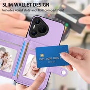 For Huawei Pura 70 Button Card Bag RFID Anti-theft Phone Case(Purple)