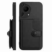 For Huawei Pura 70 Ultra Button Card Bag RFID Anti-theft Phone Case(Black)