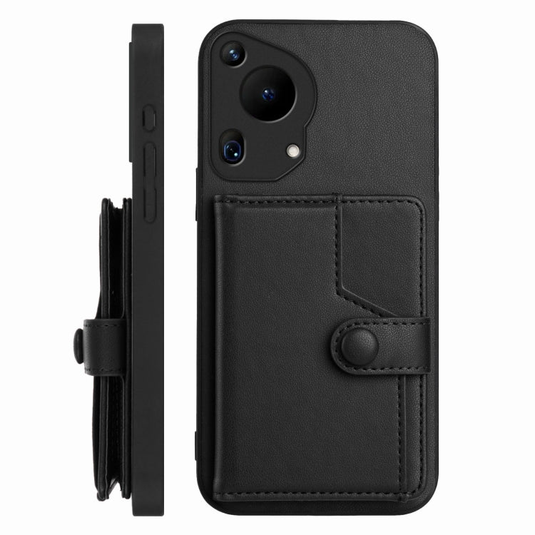 For Huawei Pura 70 Ultra Button Card Bag RFID Anti-theft Phone Case(Black)