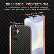 For Samsung Galaxy S25+ 5G AZNS Electroplated Edge Carbon Fiber Texture Phone Case(Green)