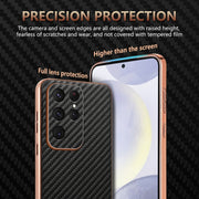 For Samsung Galaxy S25 Ultra 5G AZNS Electroplated Edge Carbon Fiber Texture Phone Case(Green)