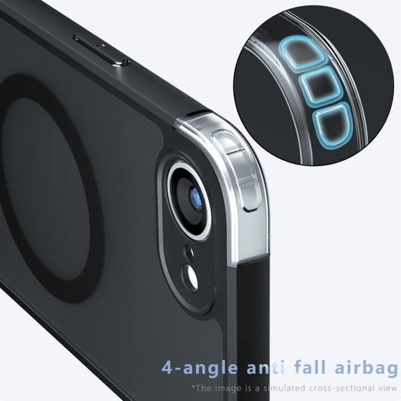 For iPhone 16e Armor MagSafe Precise Hole PC Hybrid TPU Phone Case(Frosted Black)