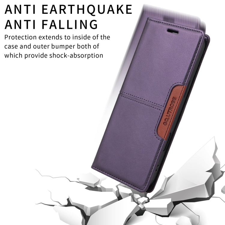 For iPhone 16 Pro GQUTROBE G01 RFID Anti-theft Leather Phone Case(Purple)