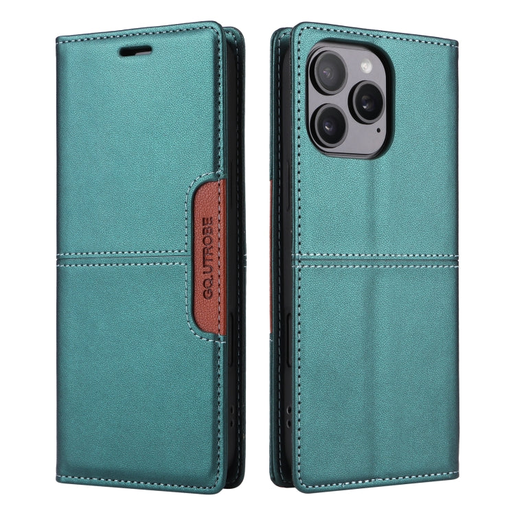 For iPhone 16 Pro GQUTROBE G01 RFID Anti-theft Leather Phone Case(Green)