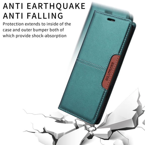For iPhone 16 Pro GQUTROBE G01 RFID Anti-theft Leather Phone Case(Green)
