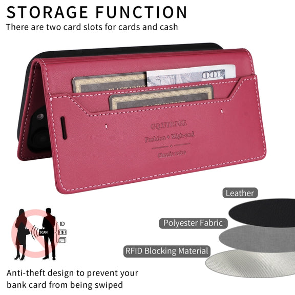 For iPhone 16 Pro Max GQUTROBE G01 RFID Anti-theft Leather Phone Case(Red)