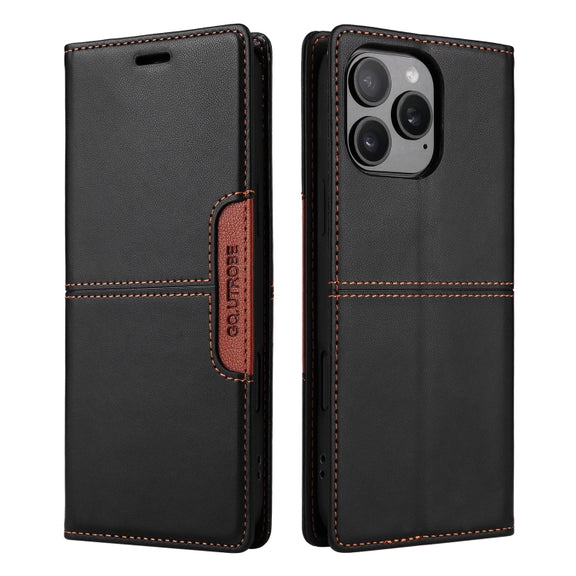 For iPhone 16 Pro Max GQUTROBE G01 RFID Anti-theft Leather Phone Case(Black)