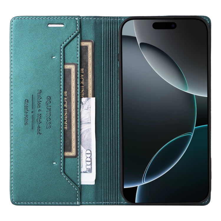 For iPhone 16 Pro Max GQUTROBE G01 RFID Anti-theft Leather Phone Case(Green)