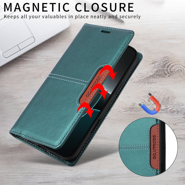 For iPhone 16 GQUTROBE G01 RFID Anti-theft Leather Phone Case(Green)