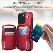 For iPhone 16 Pro Max AwQuer Crossbody Zipper Wallet Rhombic Leather Back Phone Case(Red)