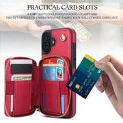 For iPhone 16 Plus AwQuer Crossbody Zipper Wallet Rhombic Leather Back Phone Case(Red)