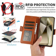 For Samsung Galaxy S25 Ultra 5G Side Buckle RFID Anti-theft Leather Phone Case(Brown)