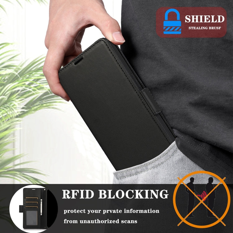 For Samsung Galaxy S25 / S24 5G Side Buckle RFID Anti-theft Leather Phone Case(Black)