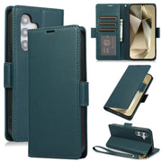 For Samsung Galaxy S25 / S24 5G Side Buckle RFID Anti-theft Leather Phone Case(Green)