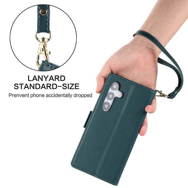 For Samsung Galaxy S25 / S24 5G Side Buckle RFID Anti-theft Leather Phone Case(Green)
