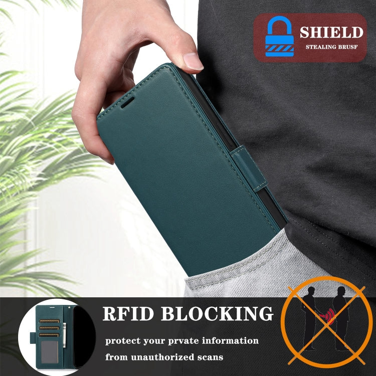 For Samsung Galaxy S25 / S24 5G Side Buckle RFID Anti-theft Leather Phone Case(Green)