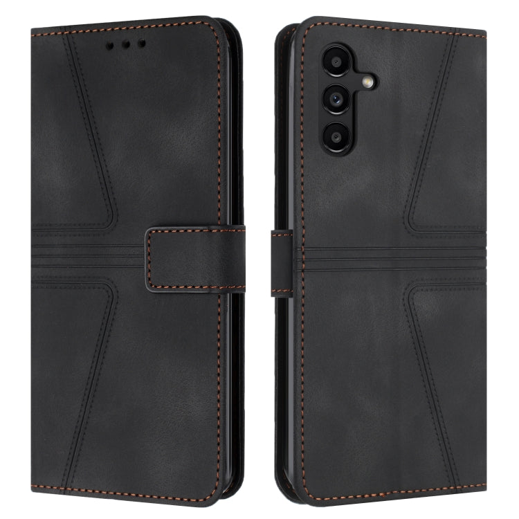For Samsung Galaxy S25 5G Triangle Solid Color Leather Phone Case(Black)