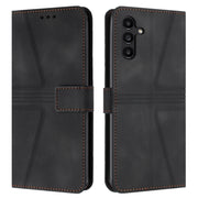 For Samsung Galaxy S25 5G Triangle Solid Color Leather Phone Case(Black)
