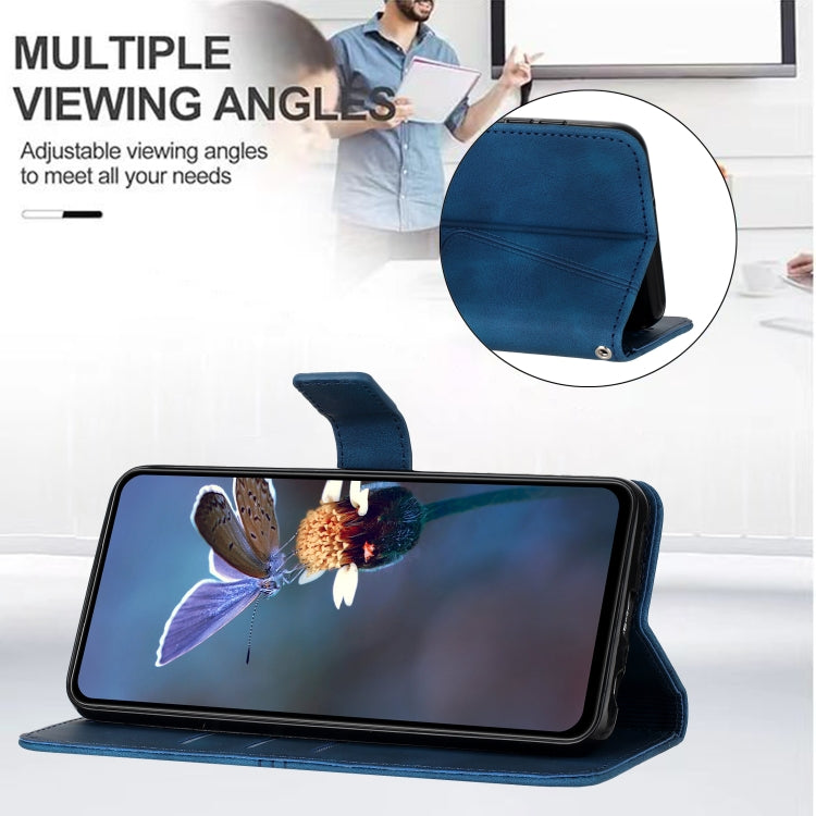 For Samsung Galaxy S25 5G Triangle Solid Color Leather Phone Case(Blue)
