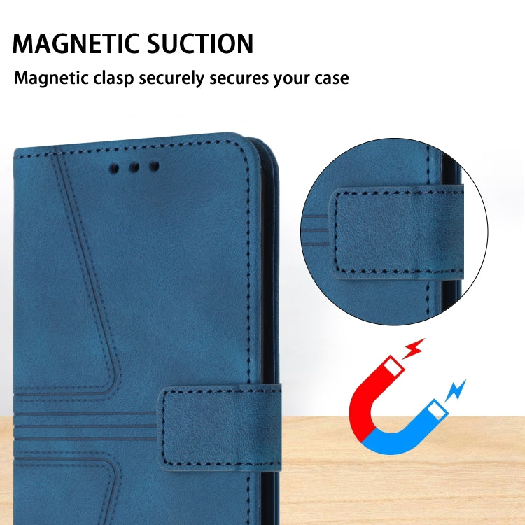 For Samsung Galaxy S25 5G Triangle Solid Color Leather Phone Case(Blue)