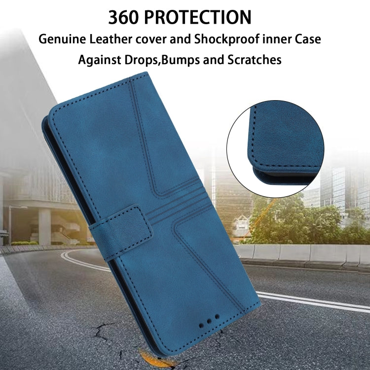 For Samsung Galaxy S25 5G Triangle Solid Color Leather Phone Case(Blue)