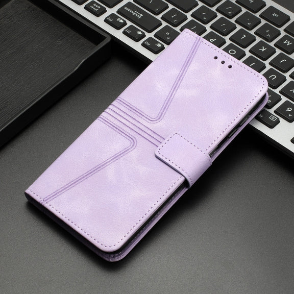 For Samsung Galaxy S25 5G Triangle Solid Color Leather Phone Case(Purple)