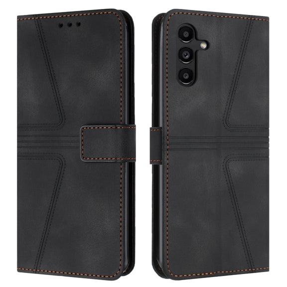For Samsung Galaxy S25+5G Triangle Solid Color Leather Phone Case(Black)