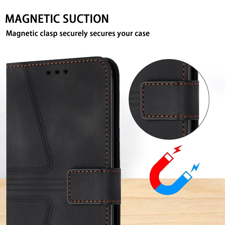 For Samsung Galaxy S25+5G Triangle Solid Color Leather Phone Case(Black)